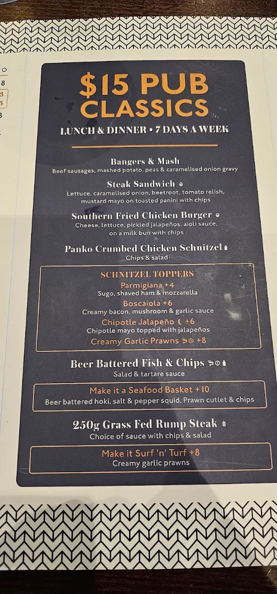 Menu, Leumeah Hotel