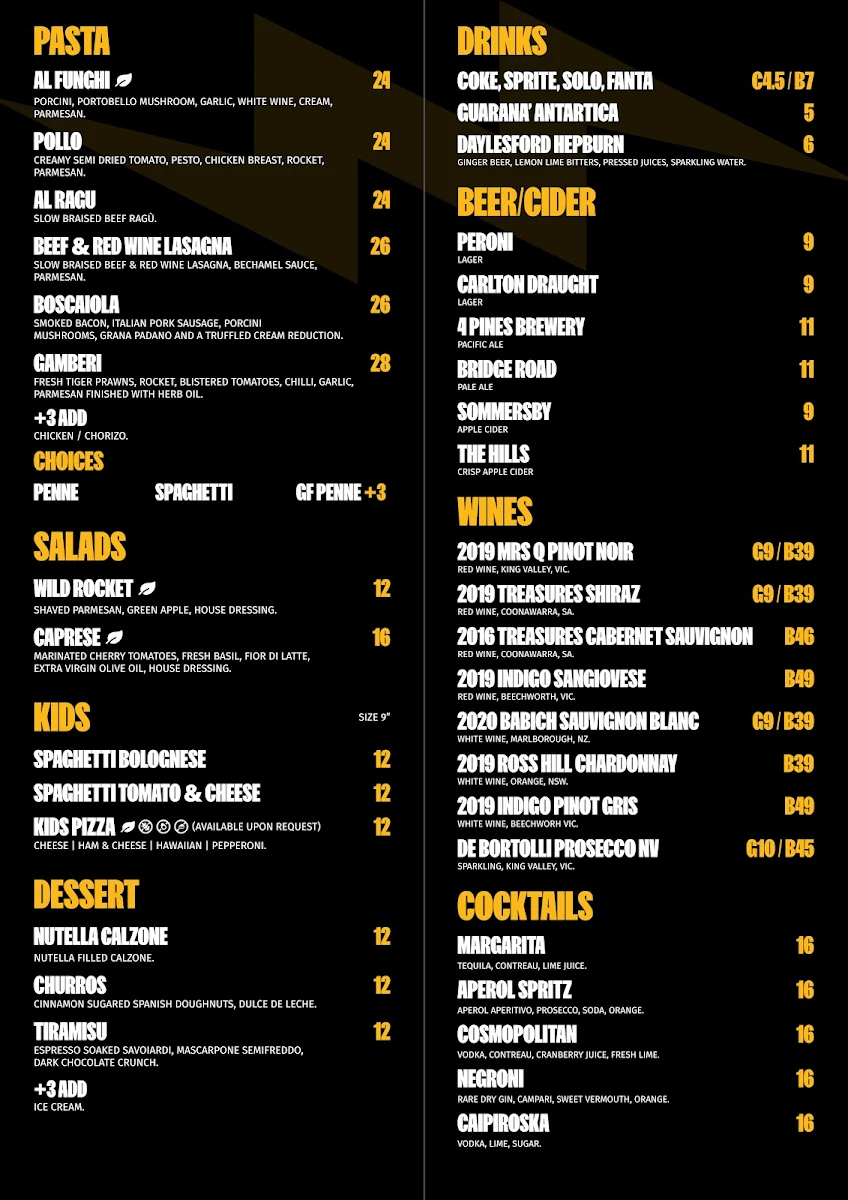Menu, Firebox Pizza South Melbourne
