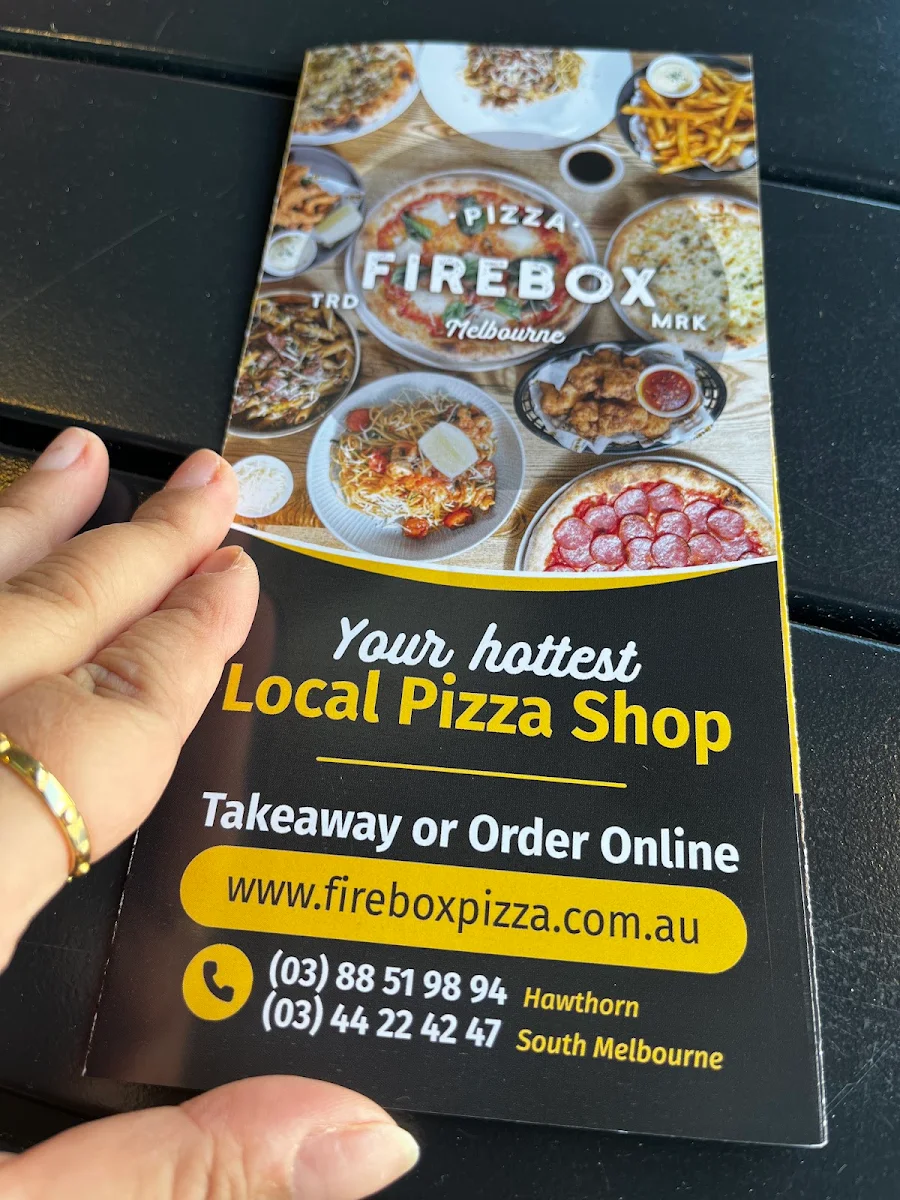 Menu, Firebox Pizza South Melbourne