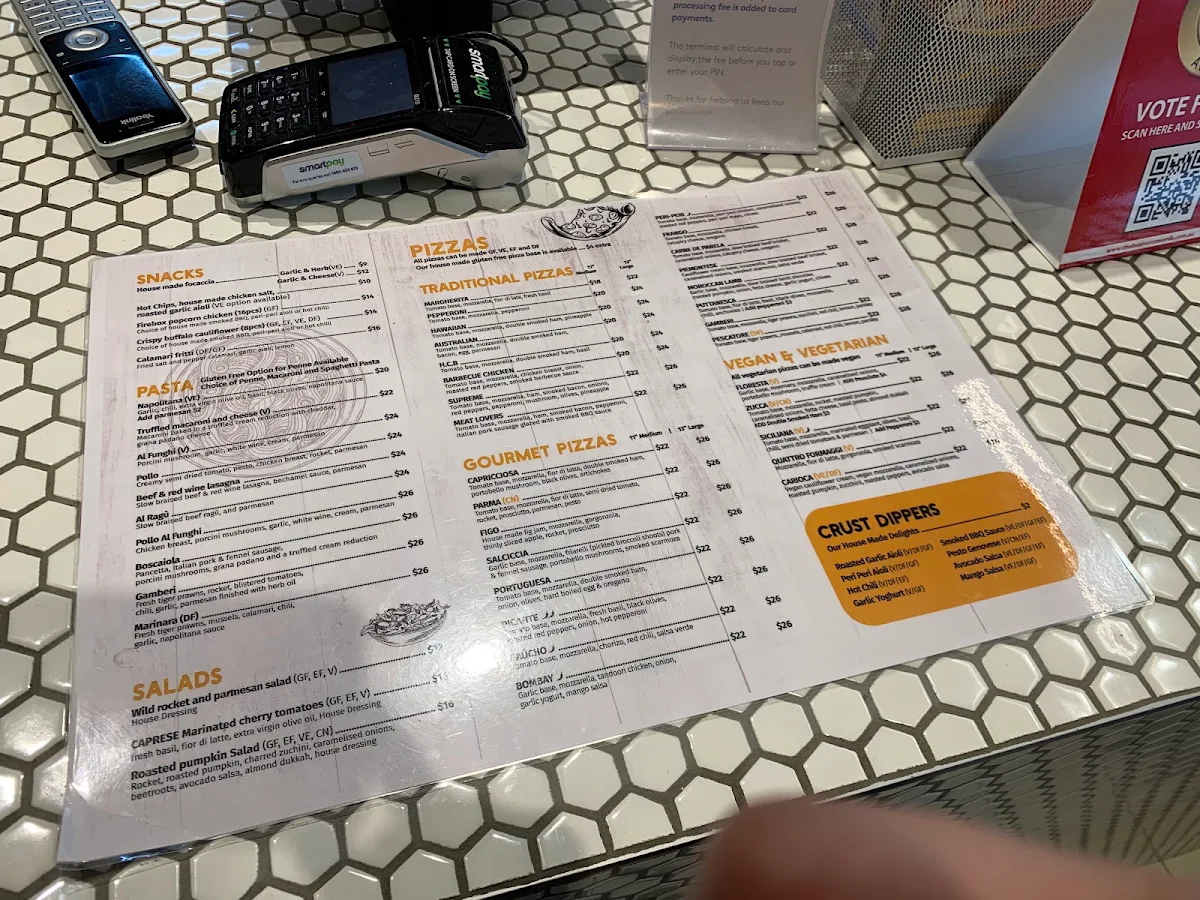 Menu, Firebox Pizza South Melbourne
