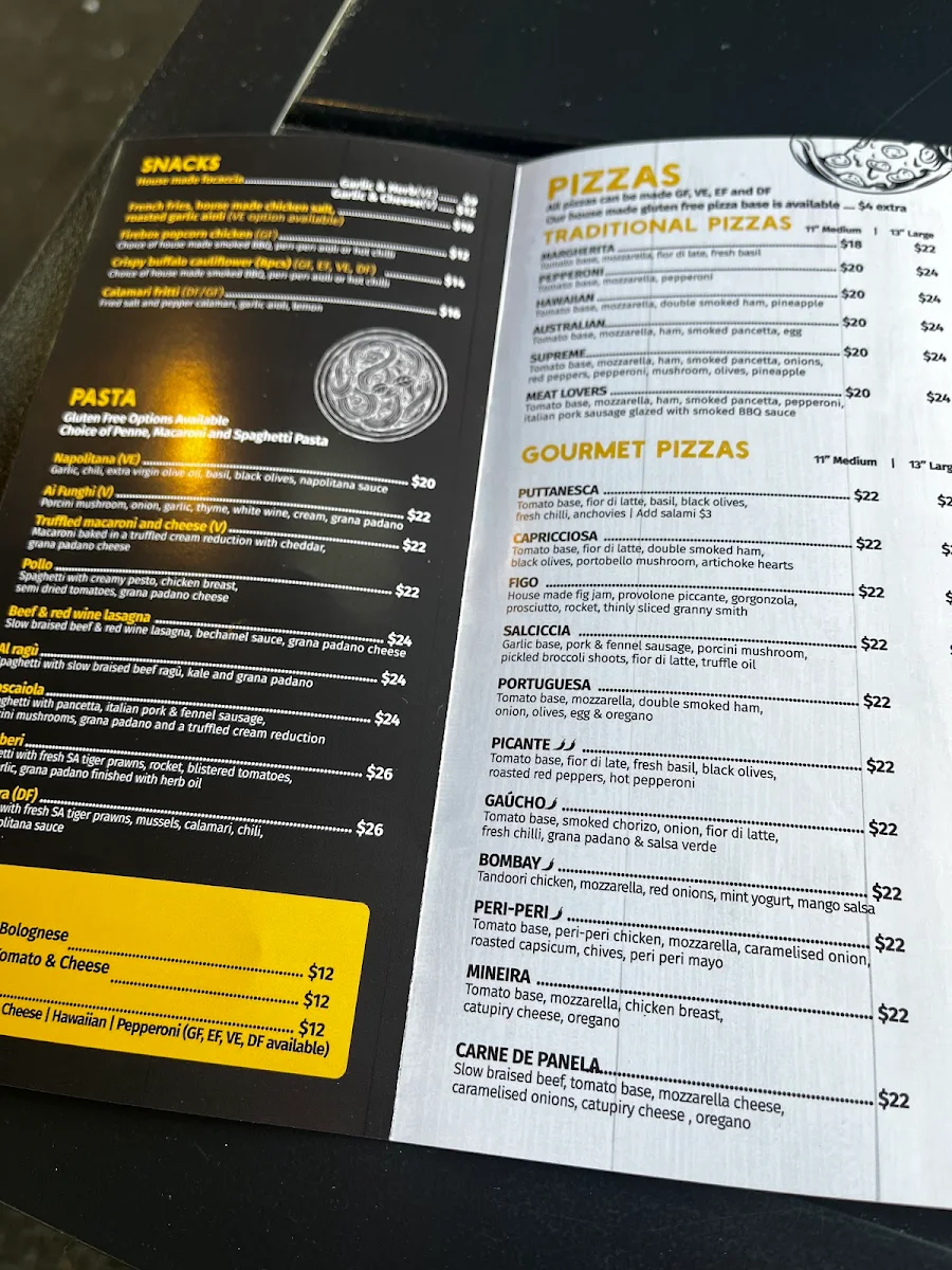 Menu, Firebox Pizza South Melbourne