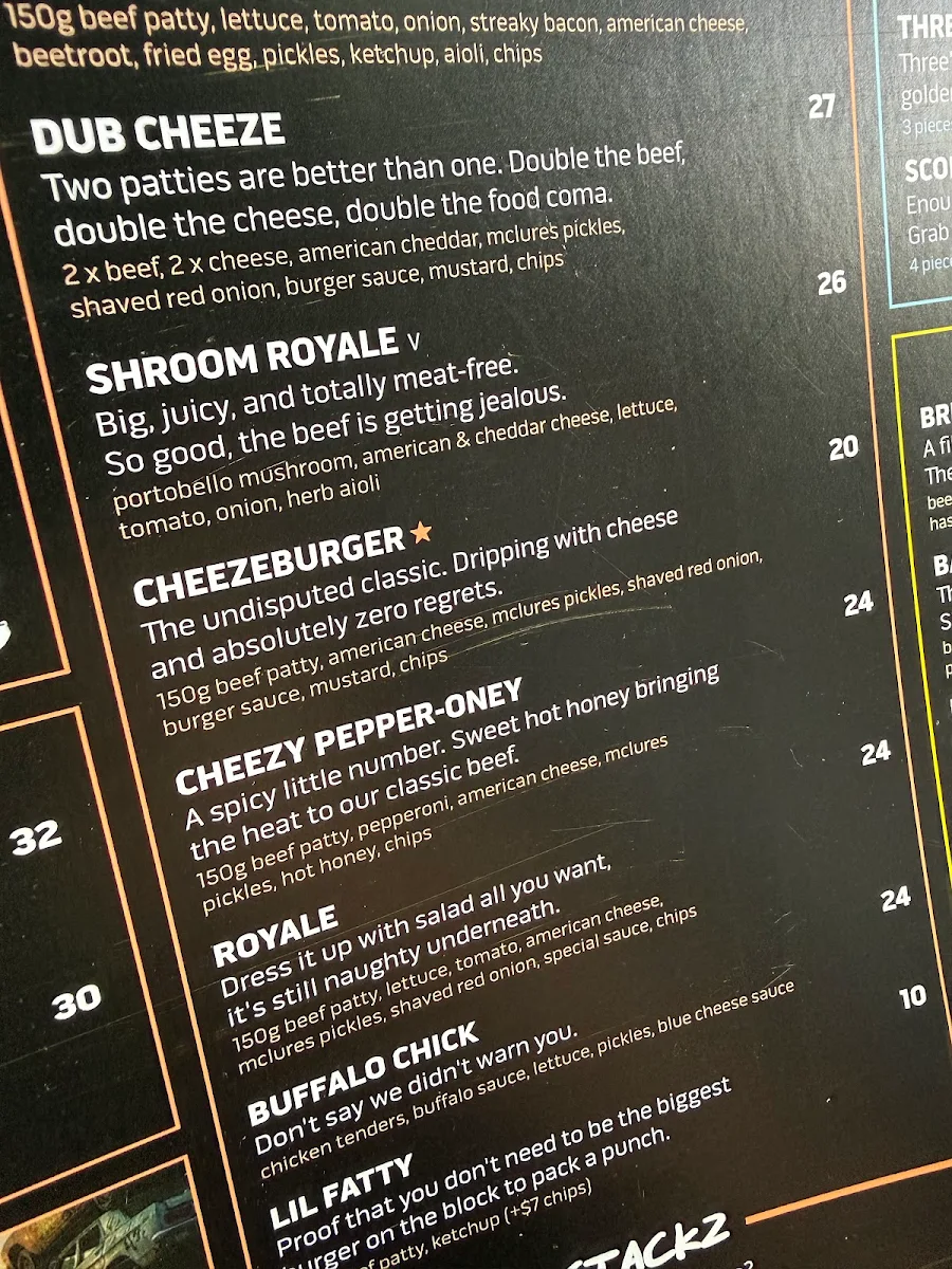 Menu, Fat Boyz Bicton