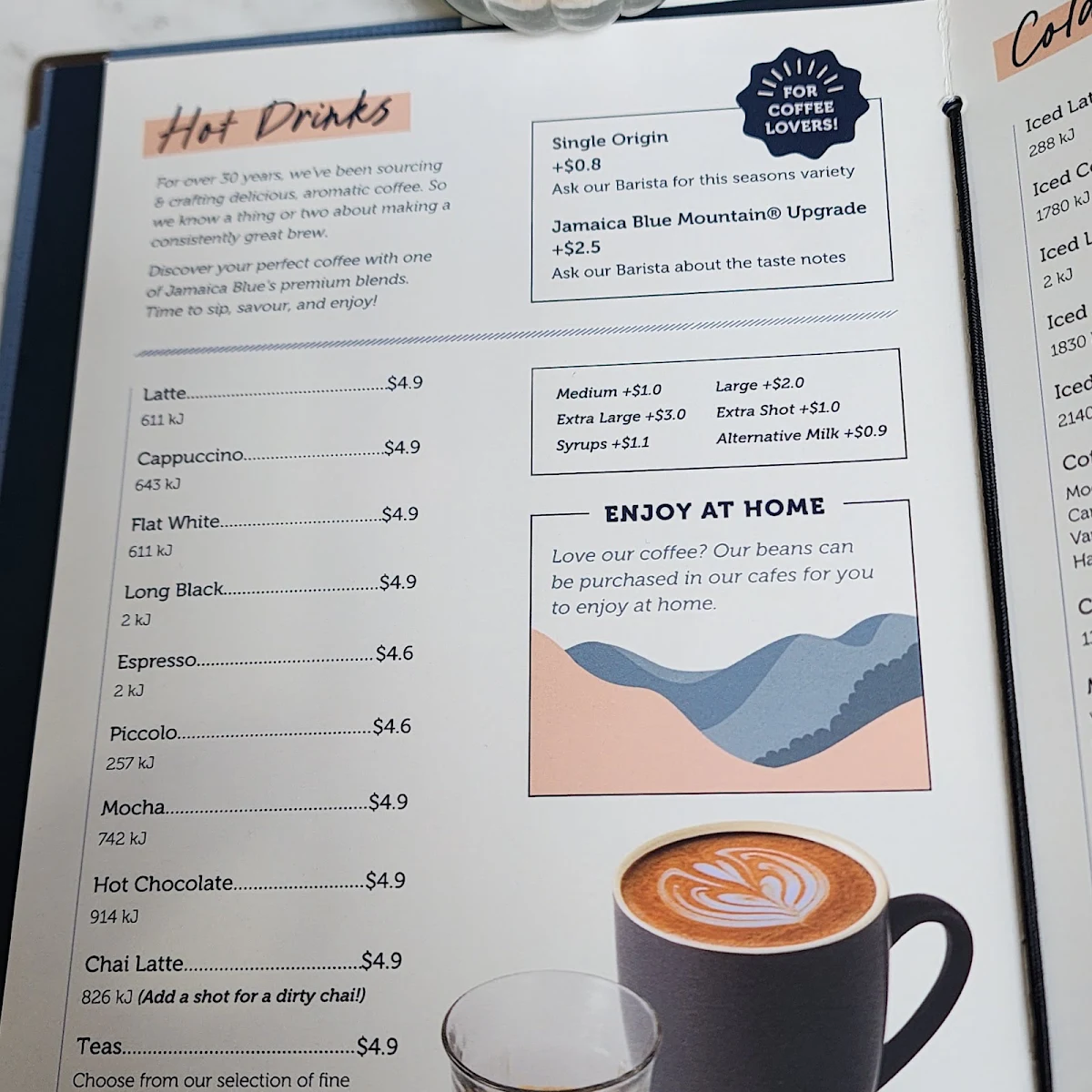 Menu, Jamaica Blue Fountain Gate