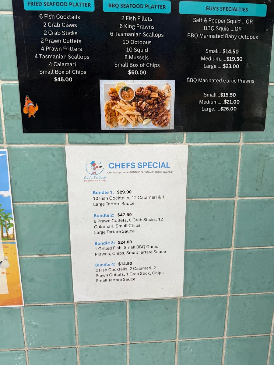 Menu, Gus's Seafood