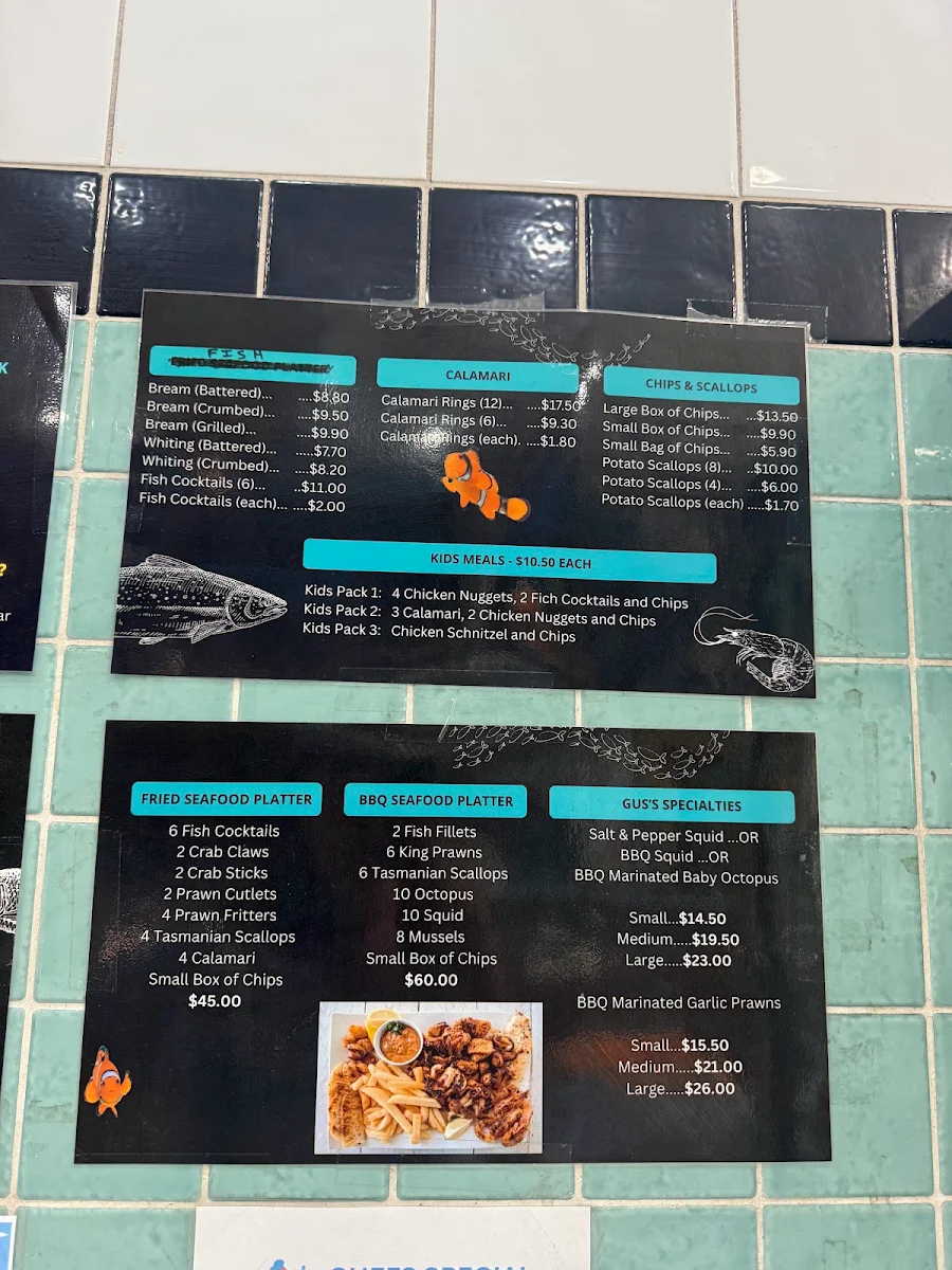 Menu, Gus's Seafood