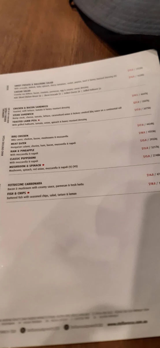 Menu, Stellarossa Ipswich CBD