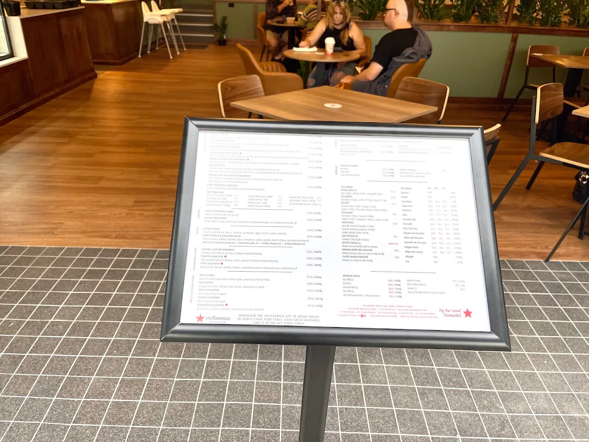 Menu, Stellarossa Ipswich CBD