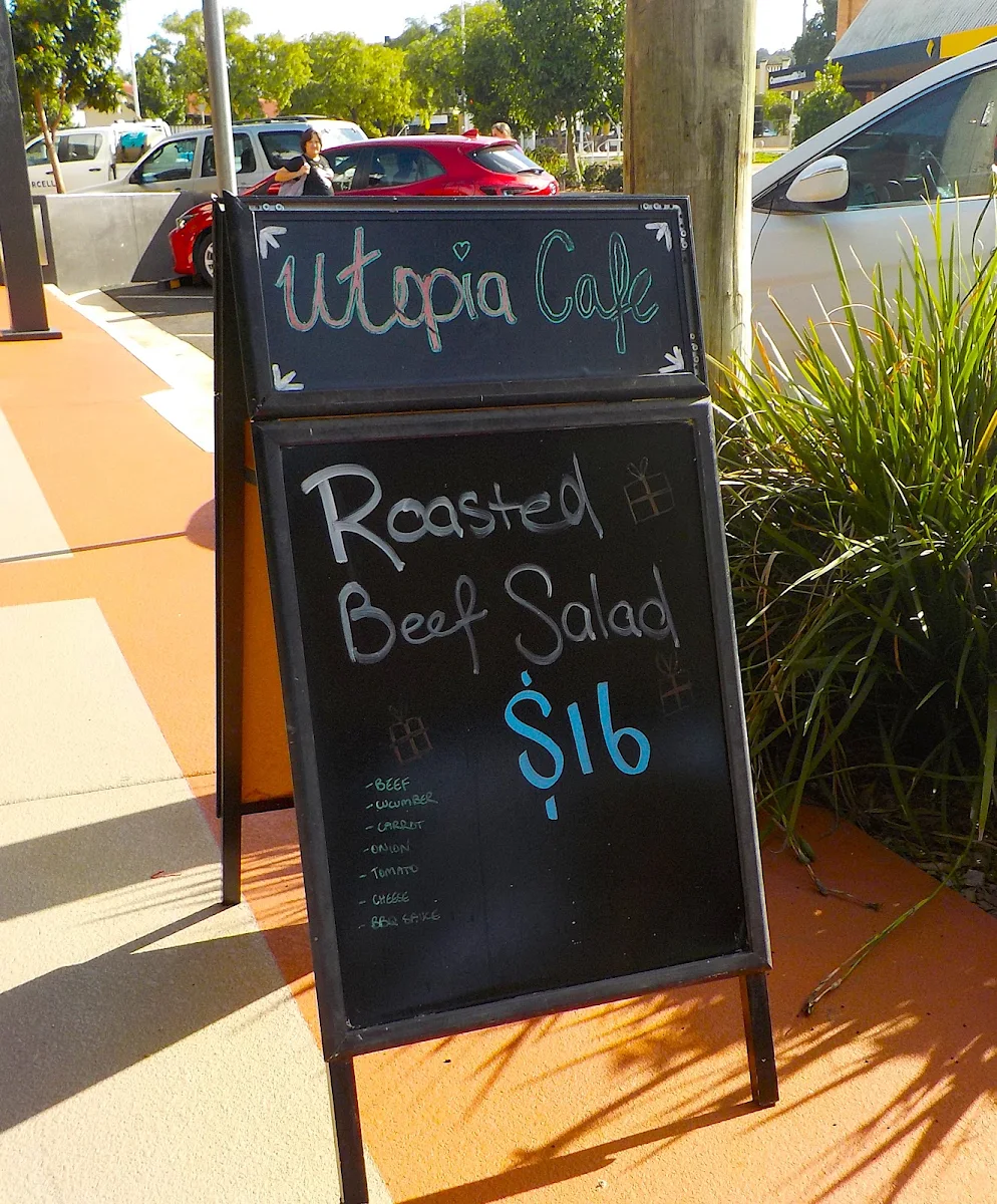 Menu, Utopia cafe Kingaroy