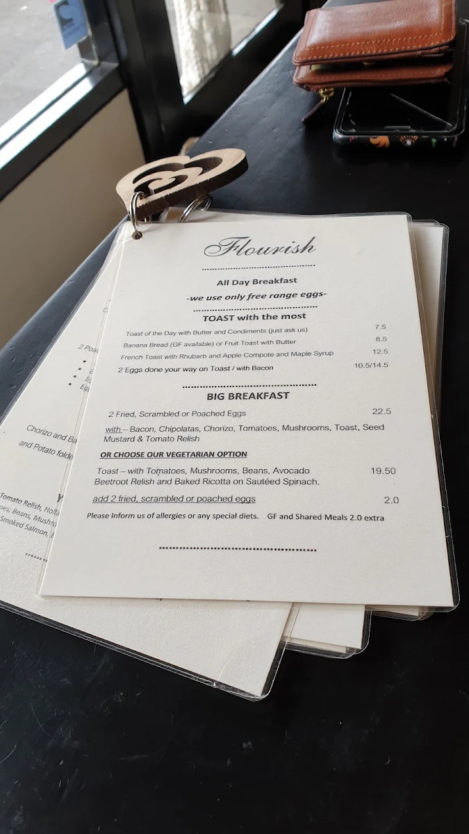 Menu, Flourish Cafe Olivers Hill