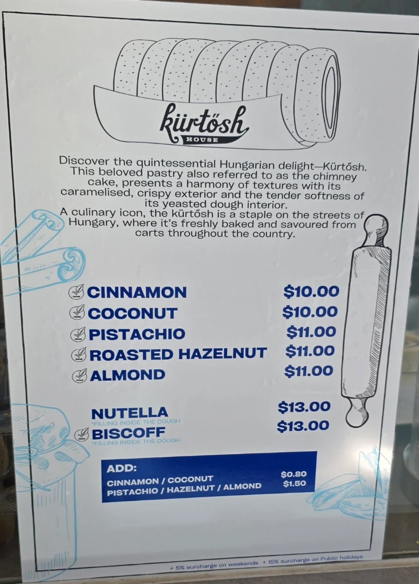 Menu, Kürtősh - Randwick