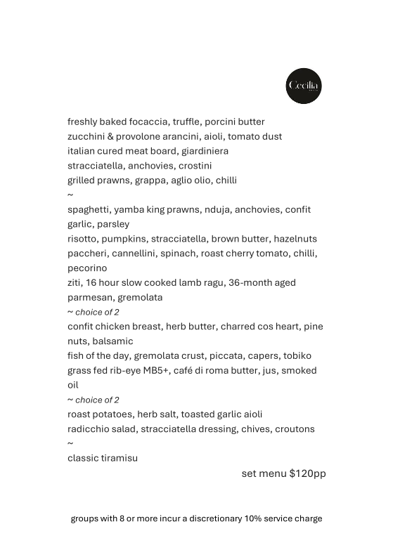 Menu, Cecilia