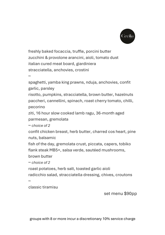 Menu, Cecilia