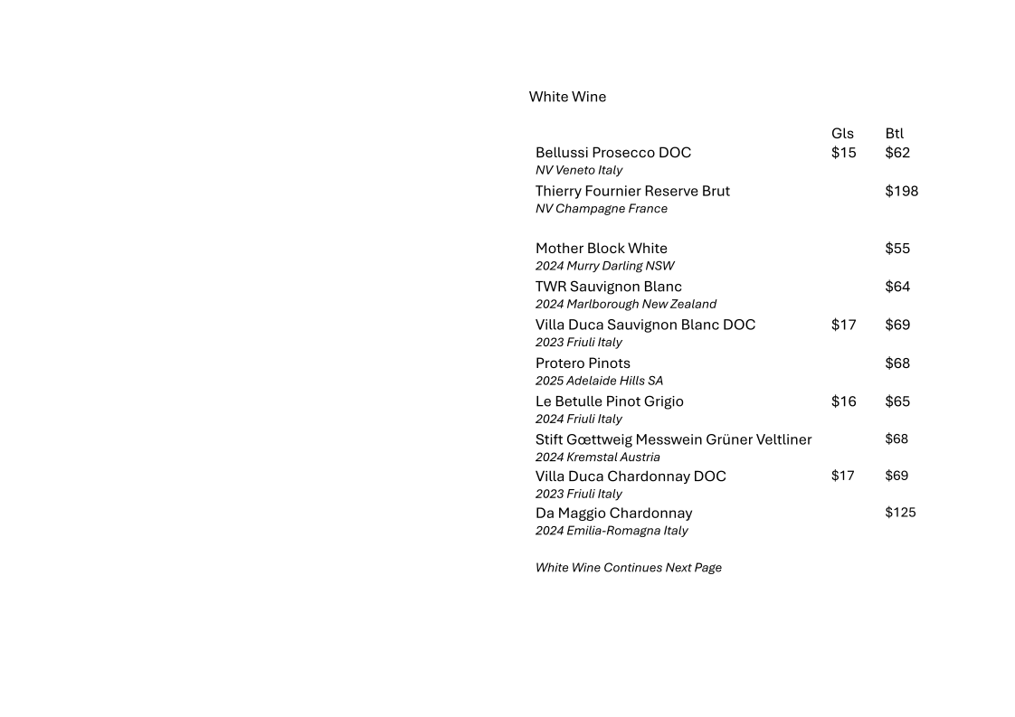 Menu, Cecilia