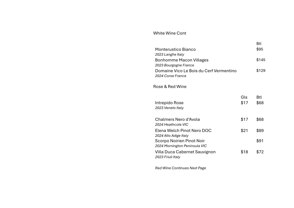 Menu, Cecilia