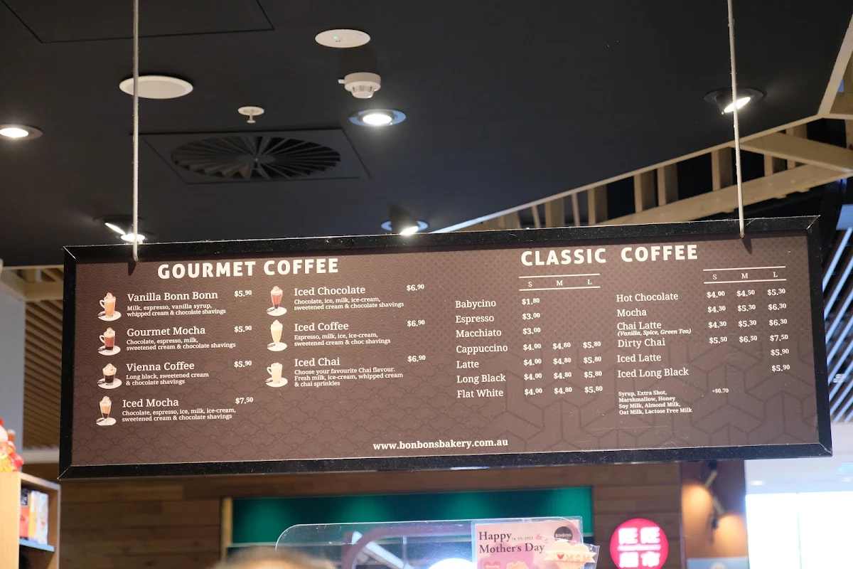 Menu, Bonbons Bakery M-City
