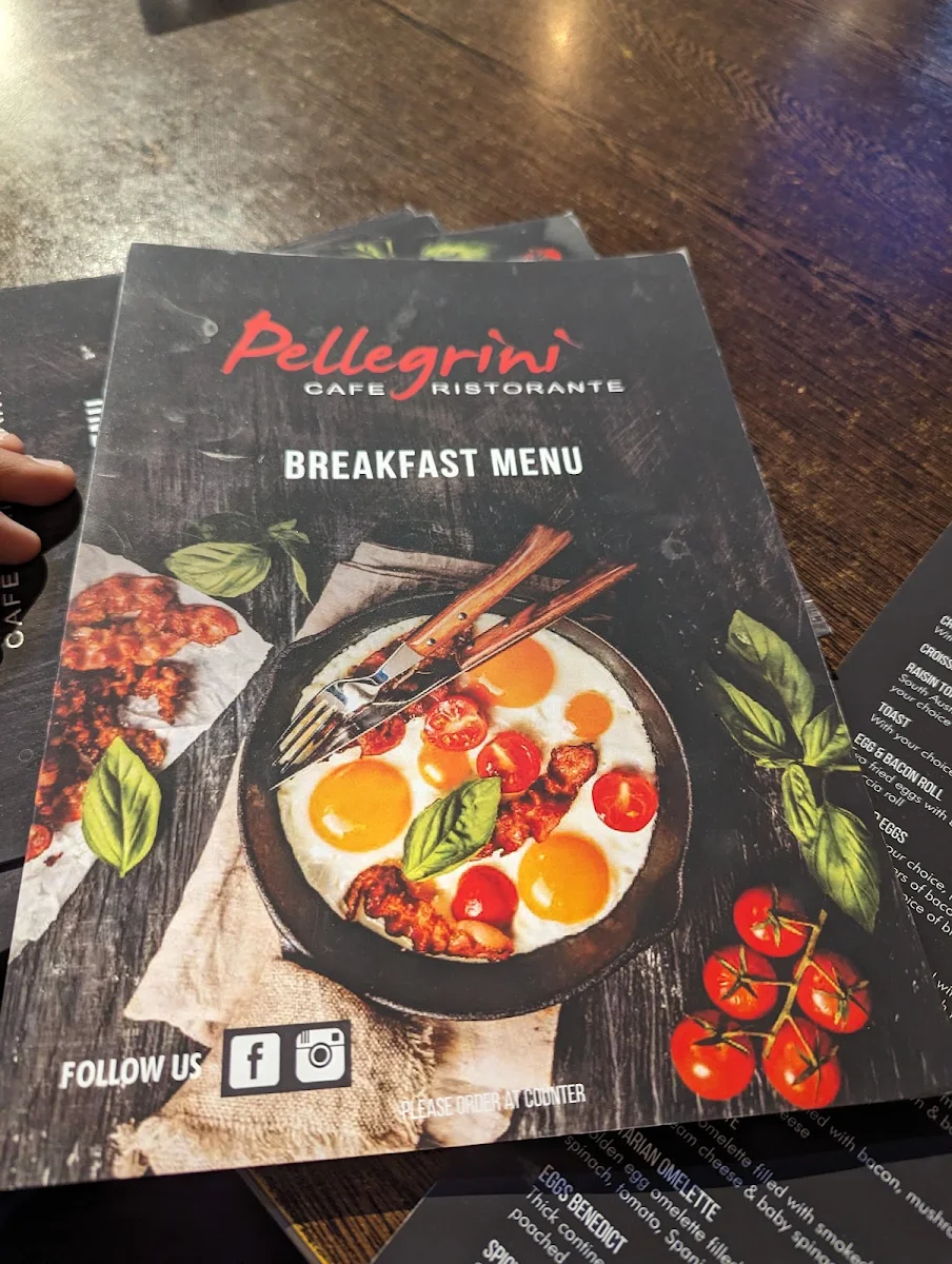 Menu, Pellegrini Cafe