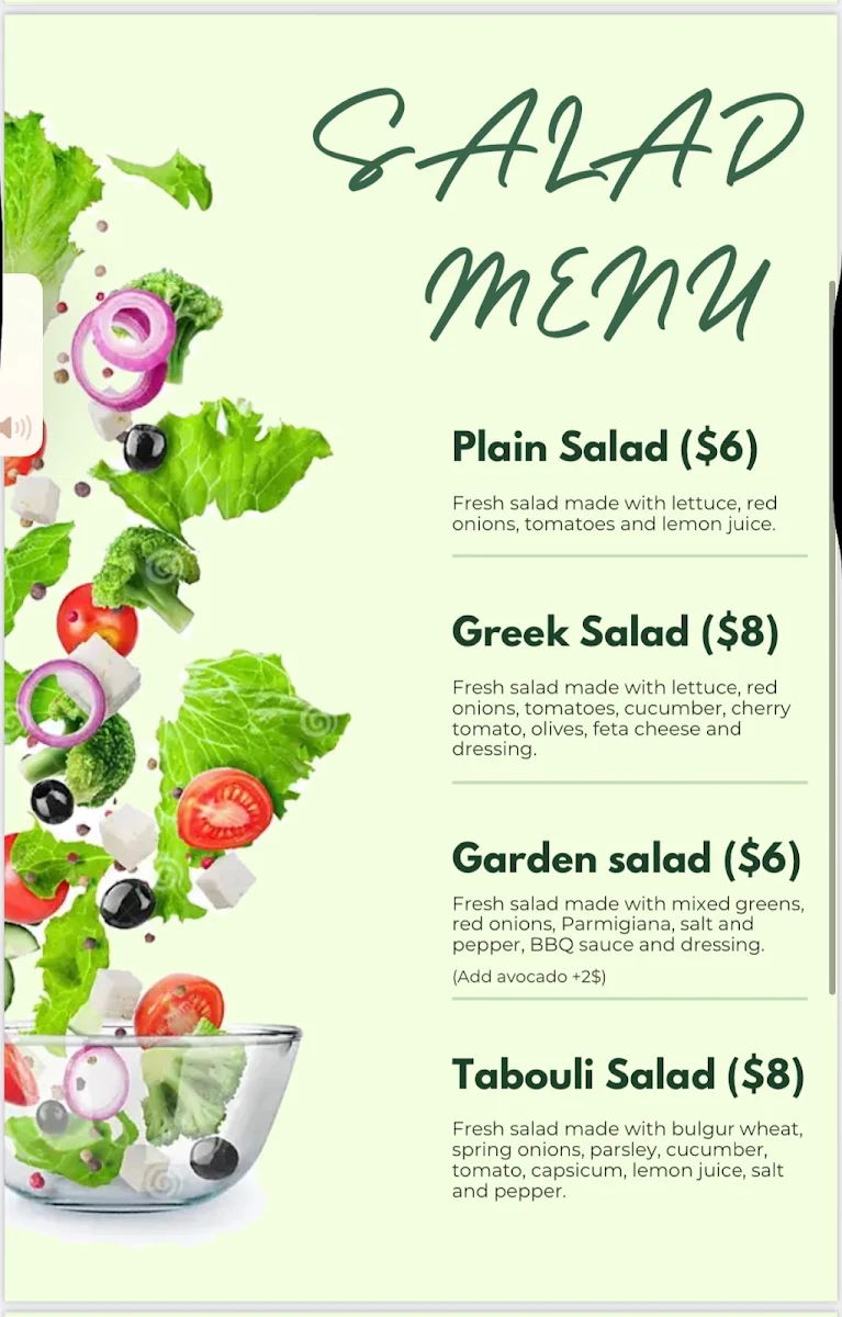 Menu, Real Kebab Melbourne