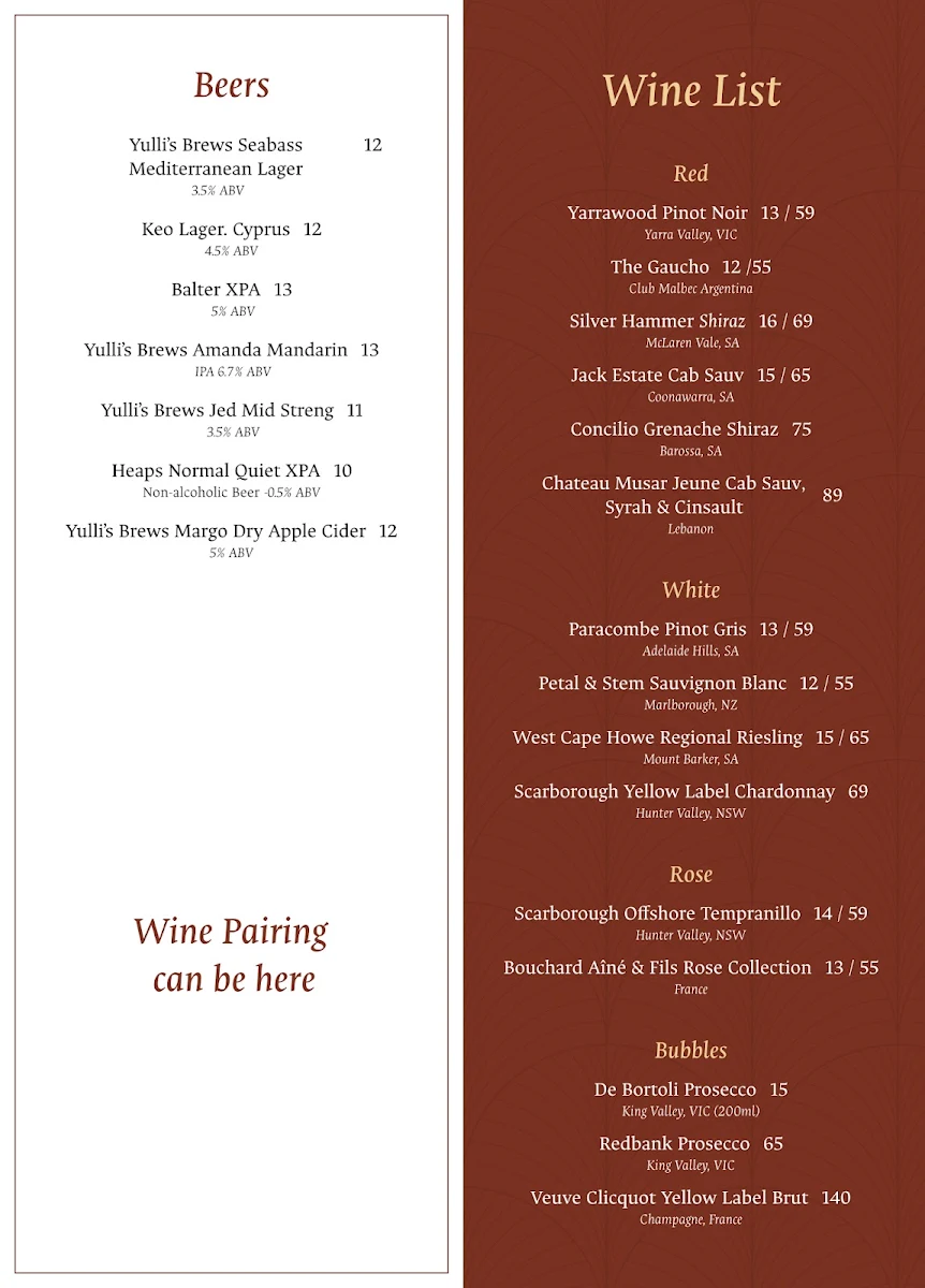 Menu, Lillah Kitchen