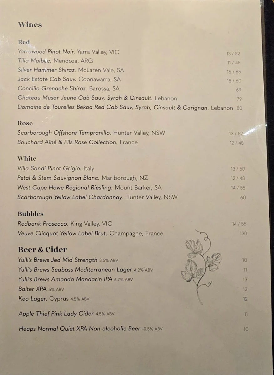 Menu, Lillah Kitchen
