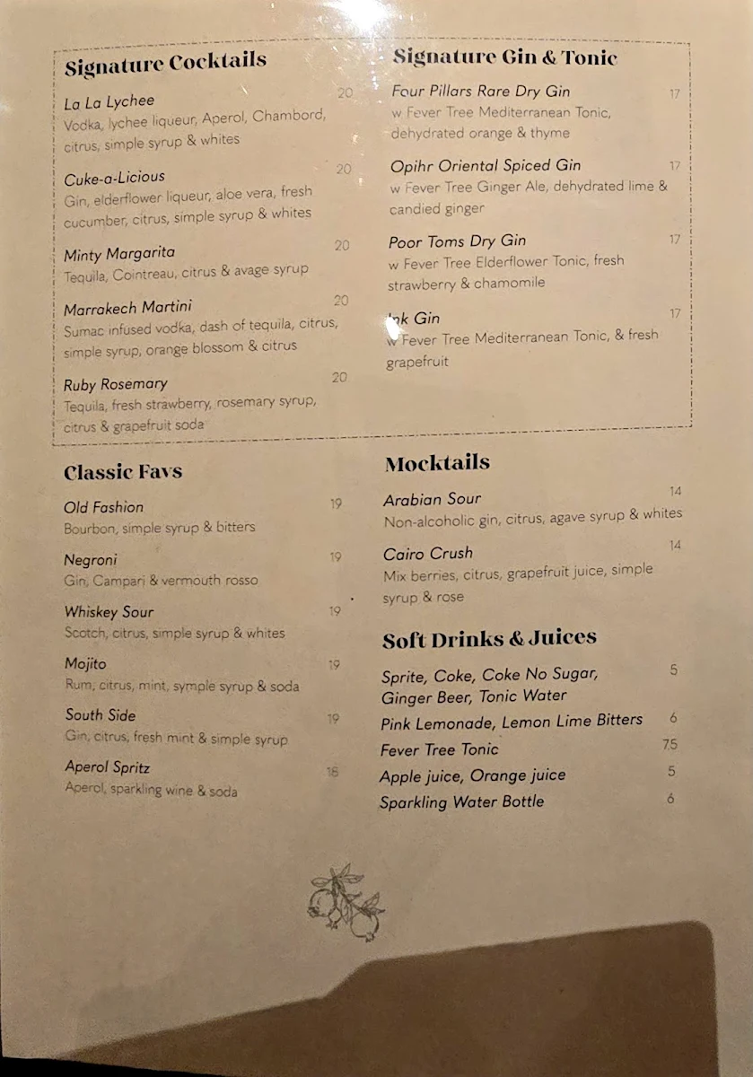 Menu, Lillah Kitchen