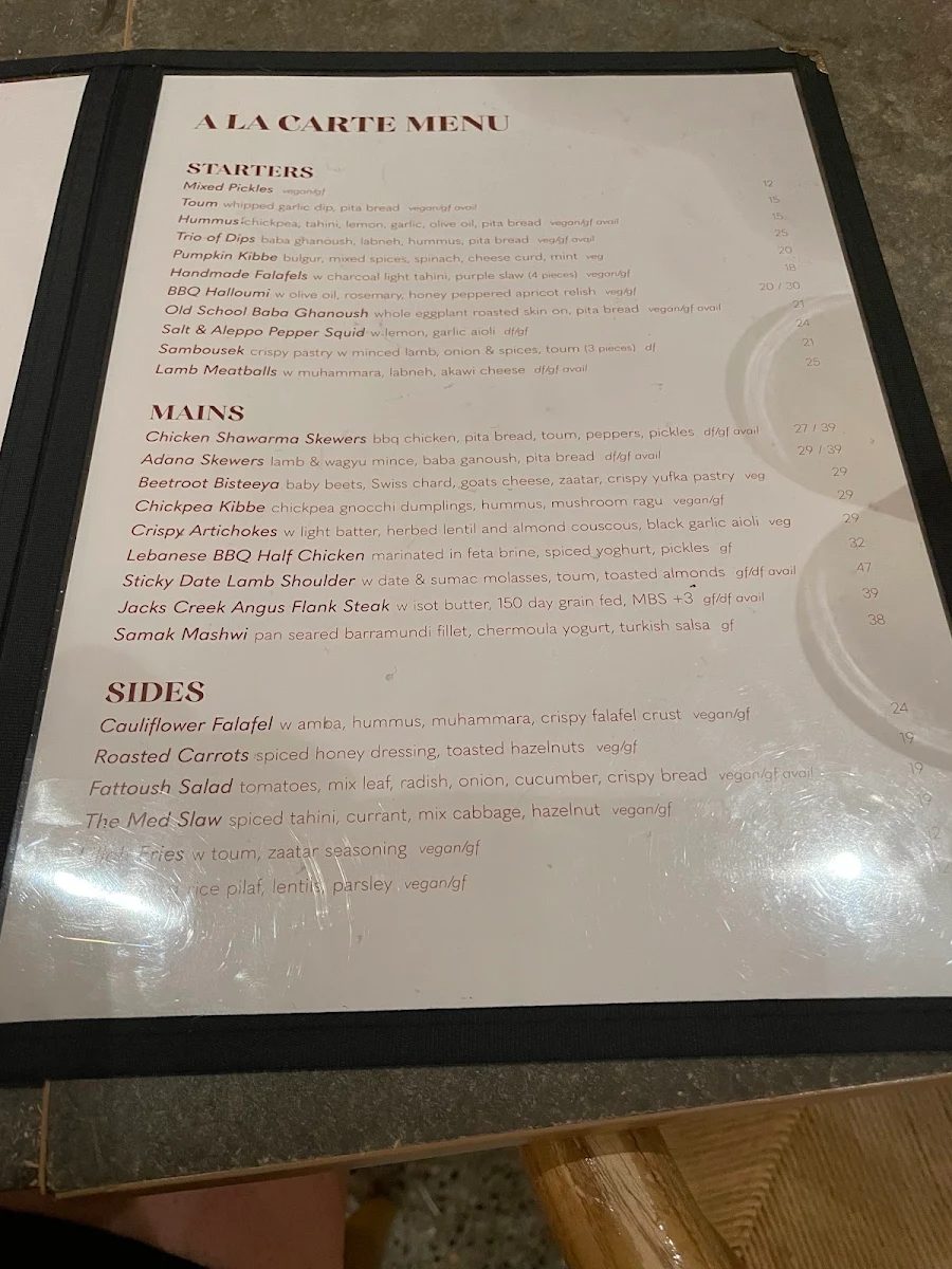 Menu, Lillah Kitchen