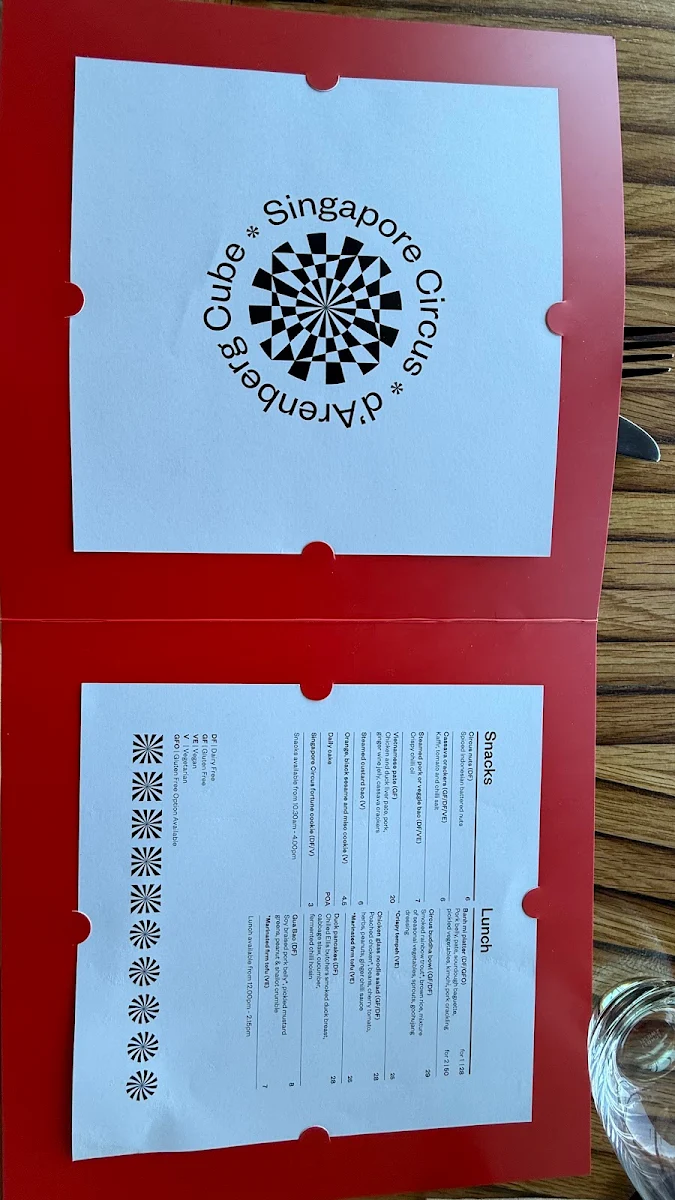 Menu, Singapore Circus