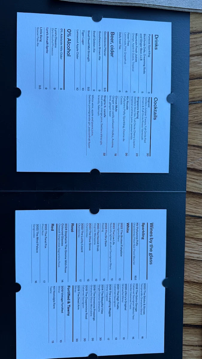 Menu, Singapore Circus