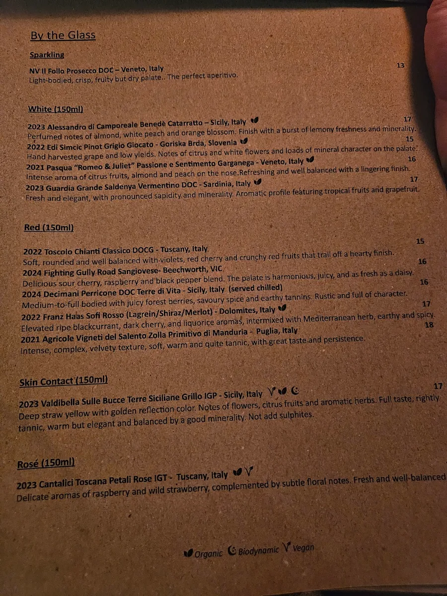 Menu, KINDRED Restaurant