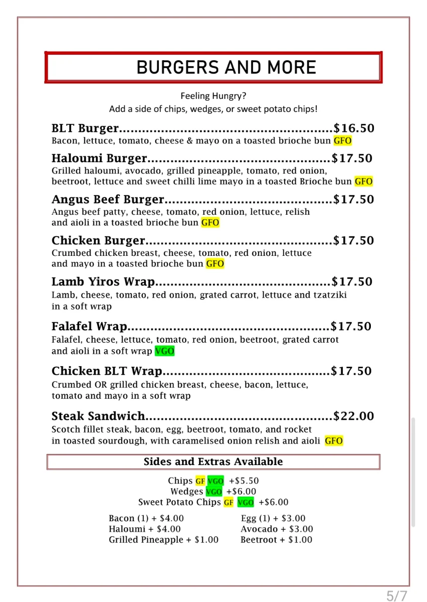 Menu, Emporium Bakehouse
