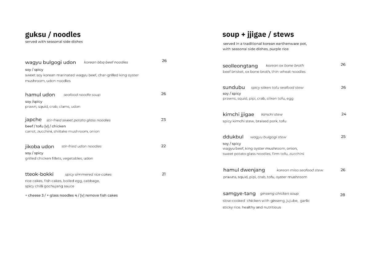 Menu, sujeo