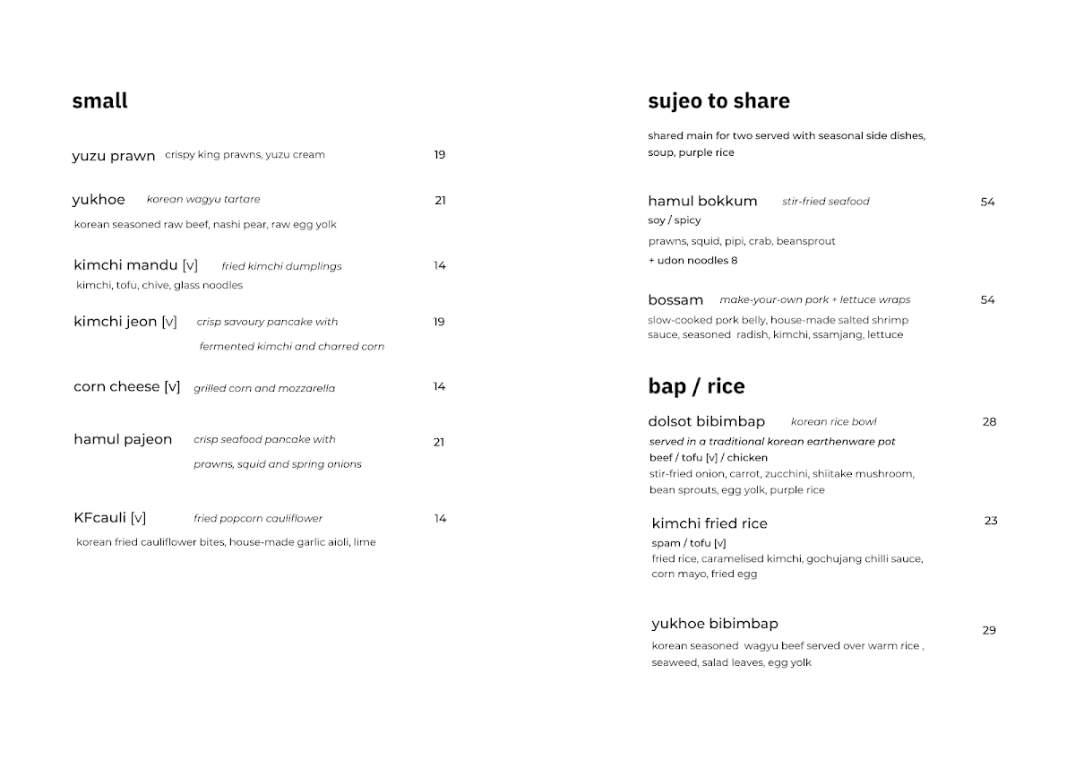 Menu, sujeo