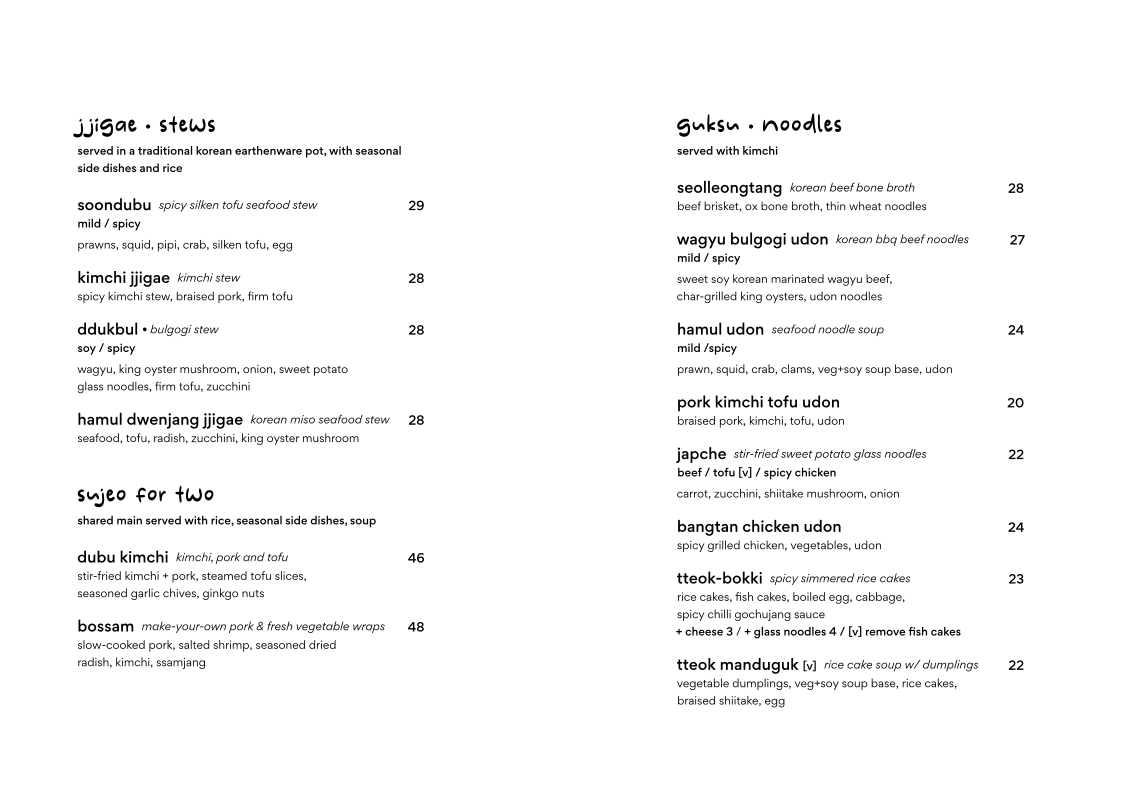 Menu, sujeo