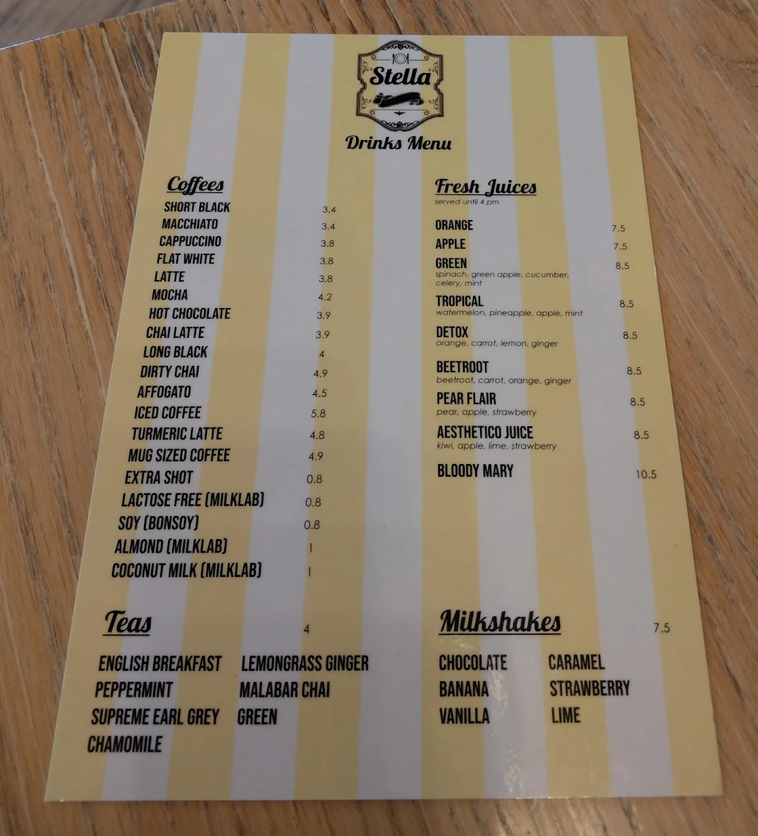 Menu, MALOBO Bakery & Terrace Bar