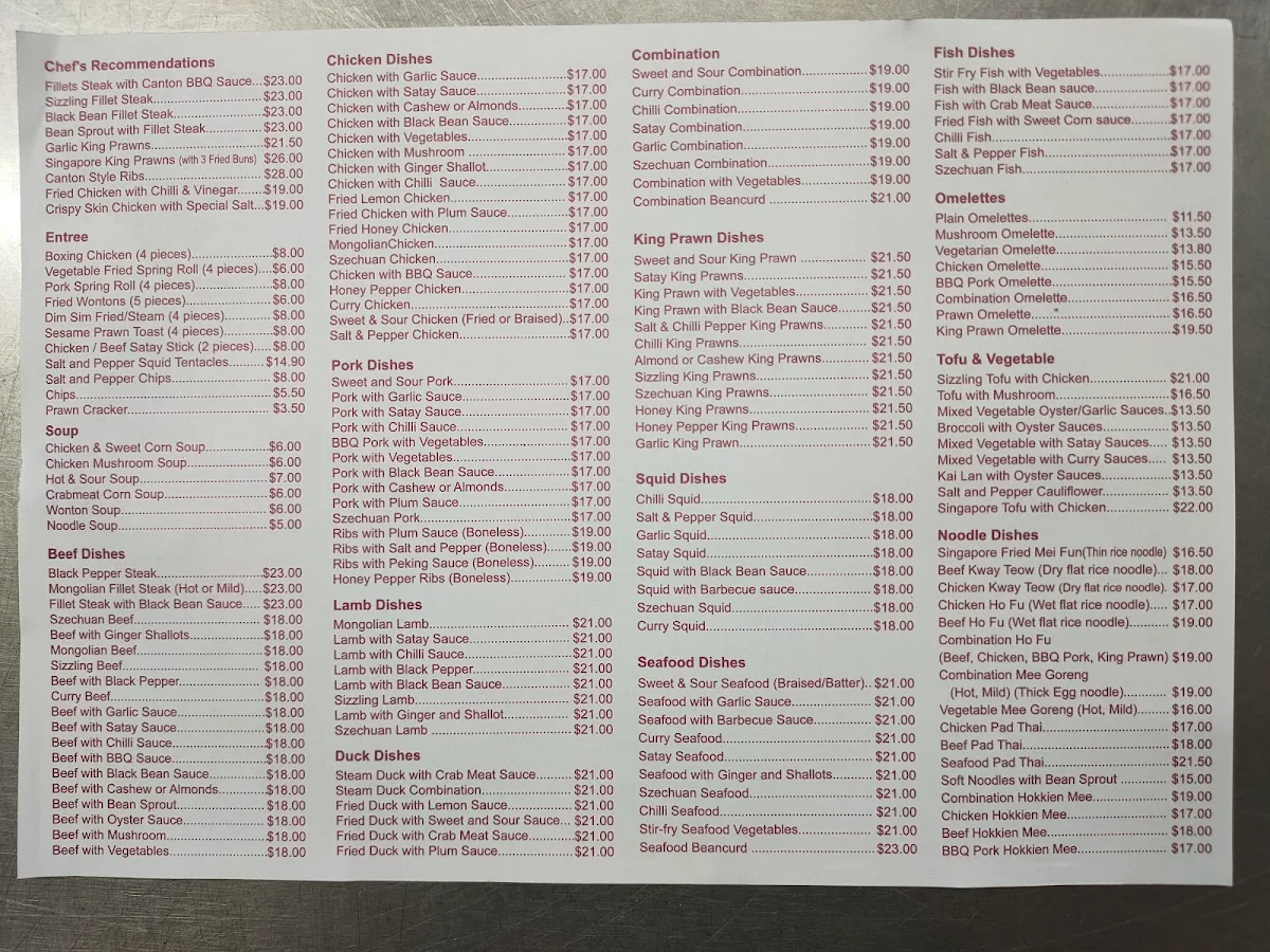 Menu, China Inn Chinese Take Away