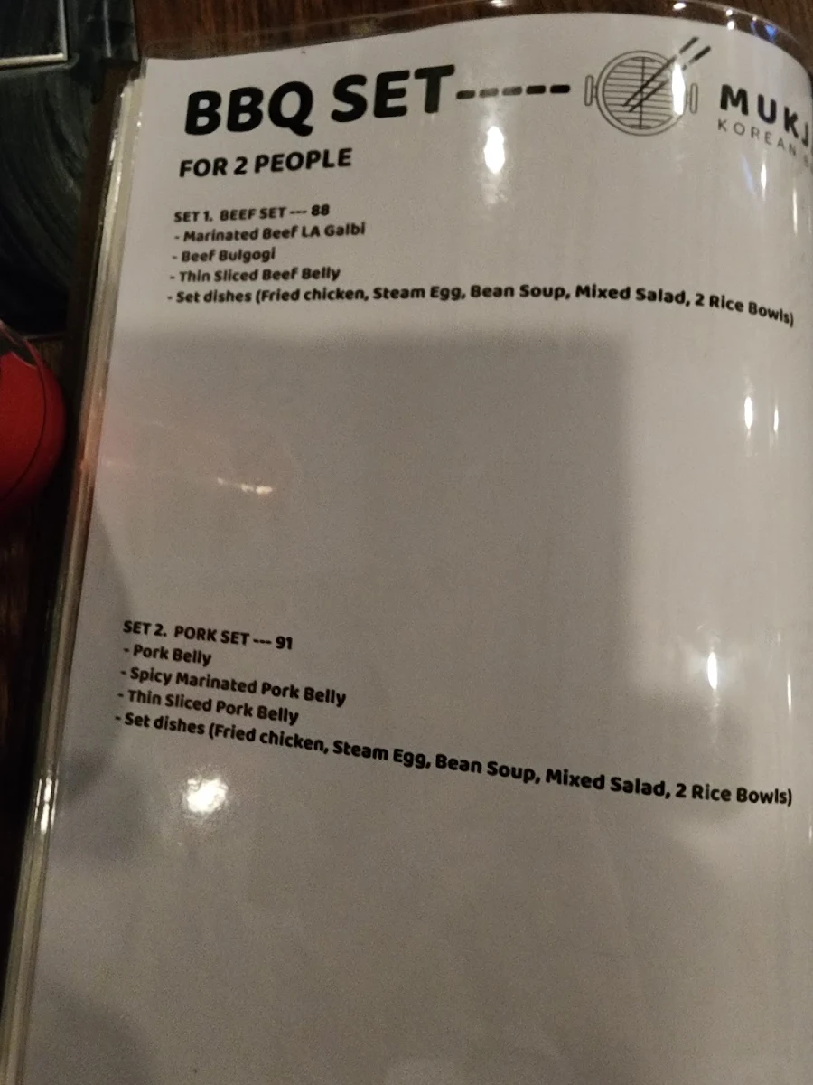 Menu, Mukja Korean BBQ Korean Fried Chicken Restaurant