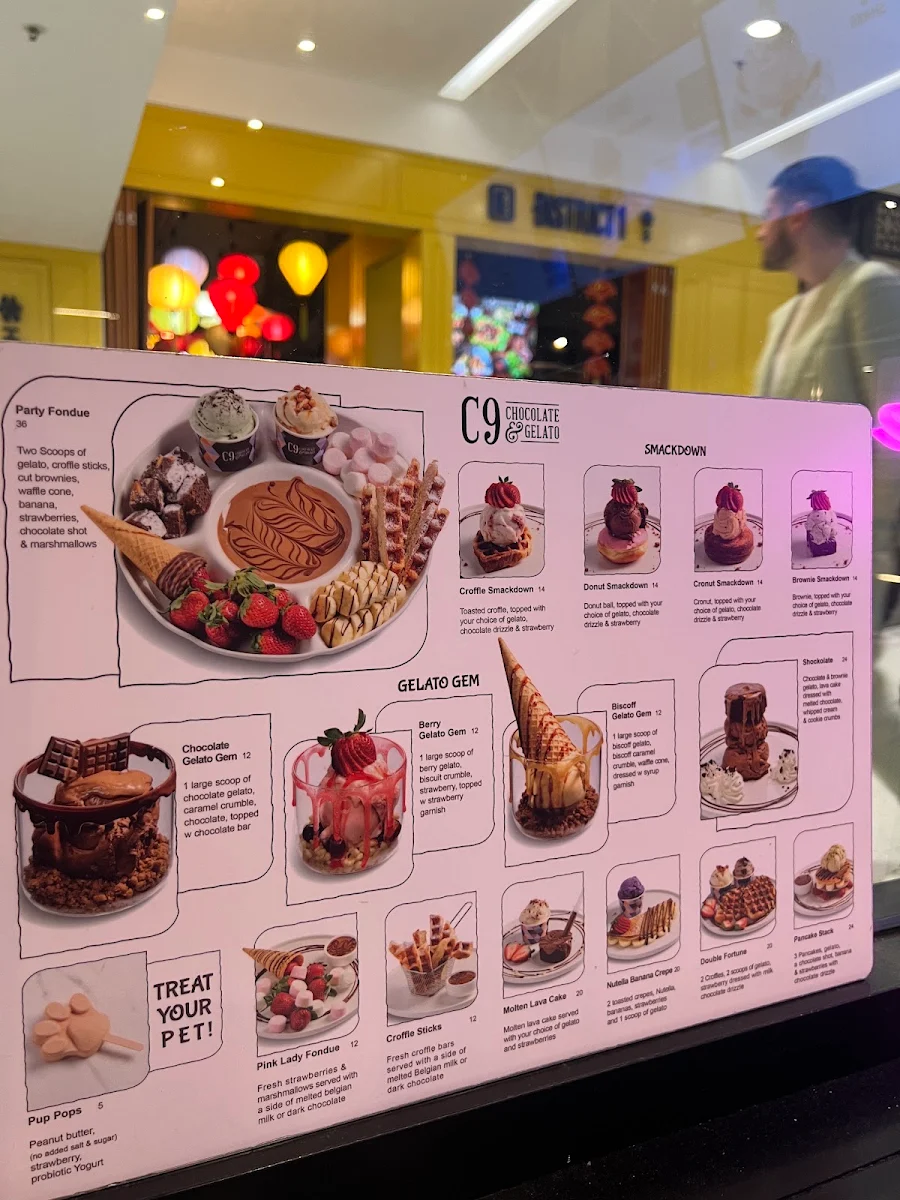 Menu, C9 Chocolate & Gelato Macquarie Centre