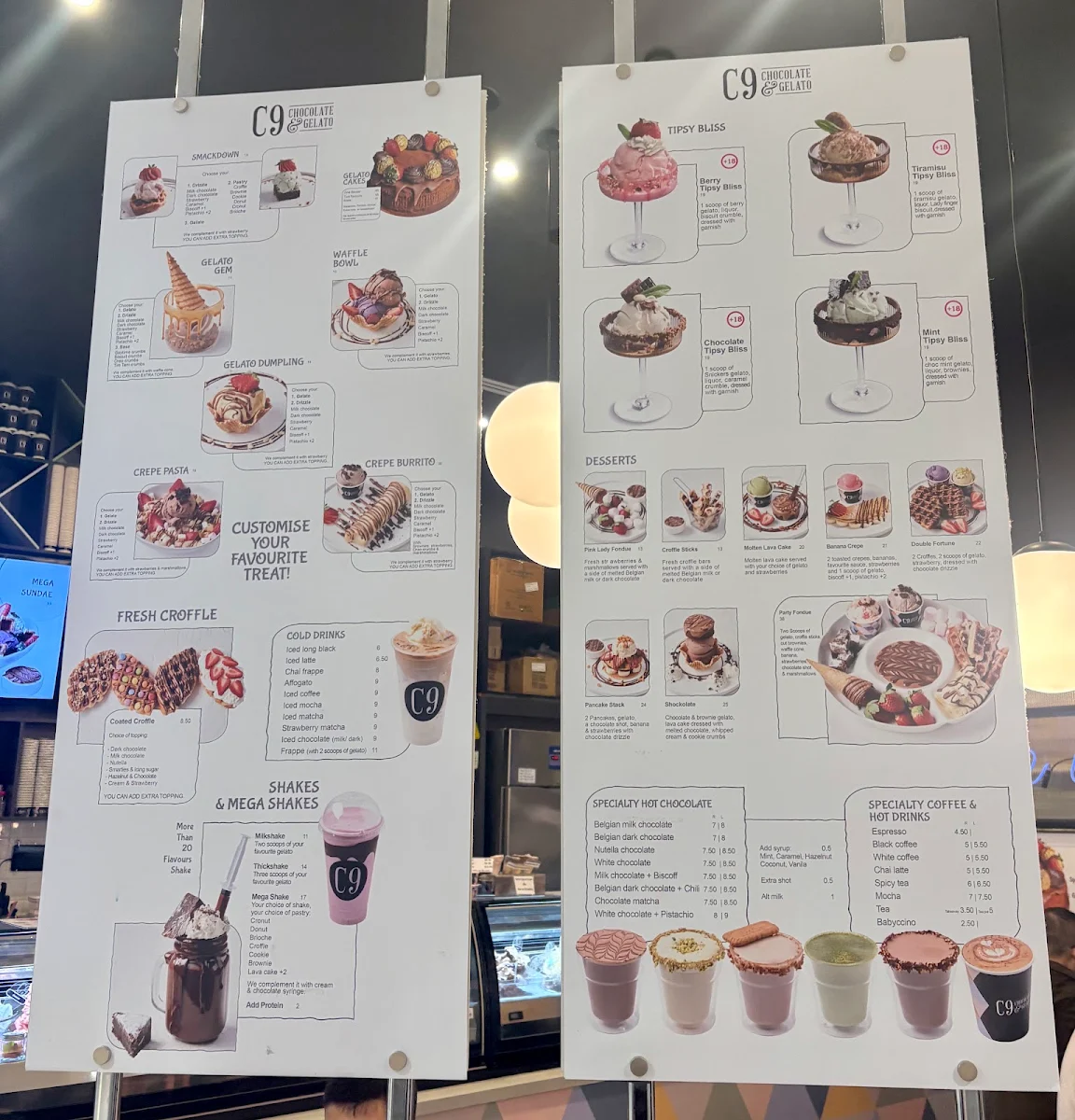 Menu, C9 Chocolate & Gelato Macquarie Centre