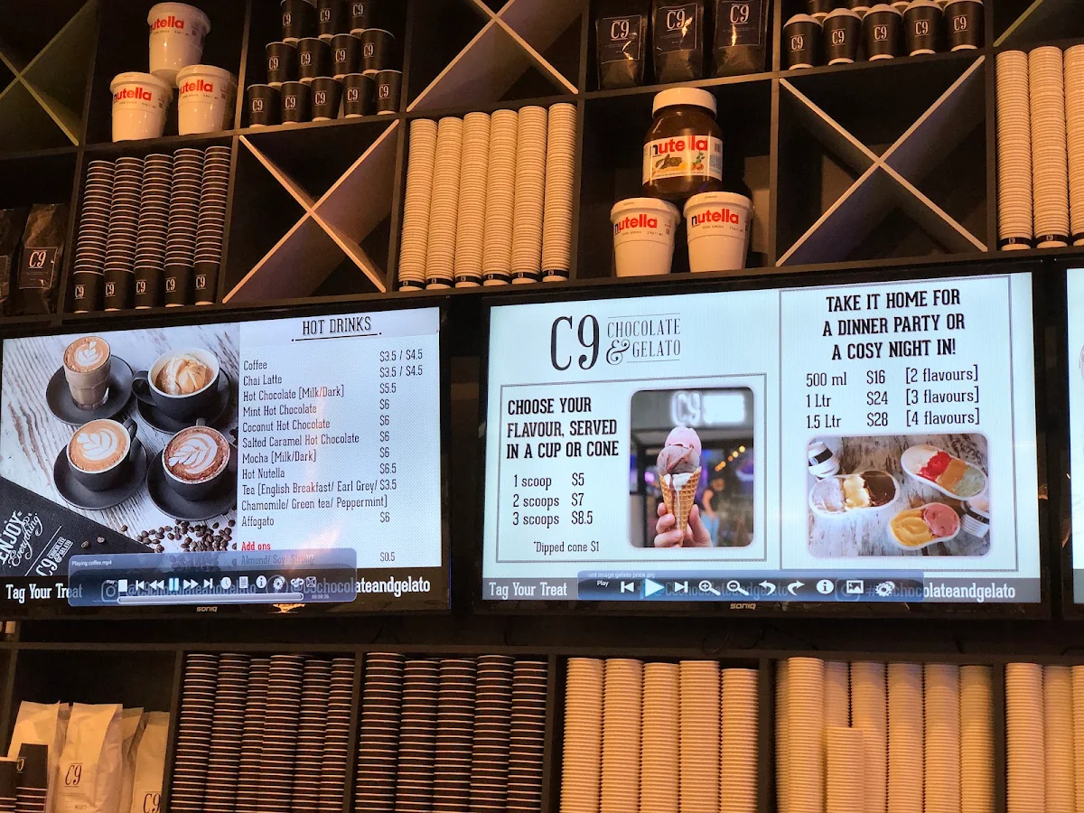 Menu, C9 Chocolate & Gelato Macquarie Centre