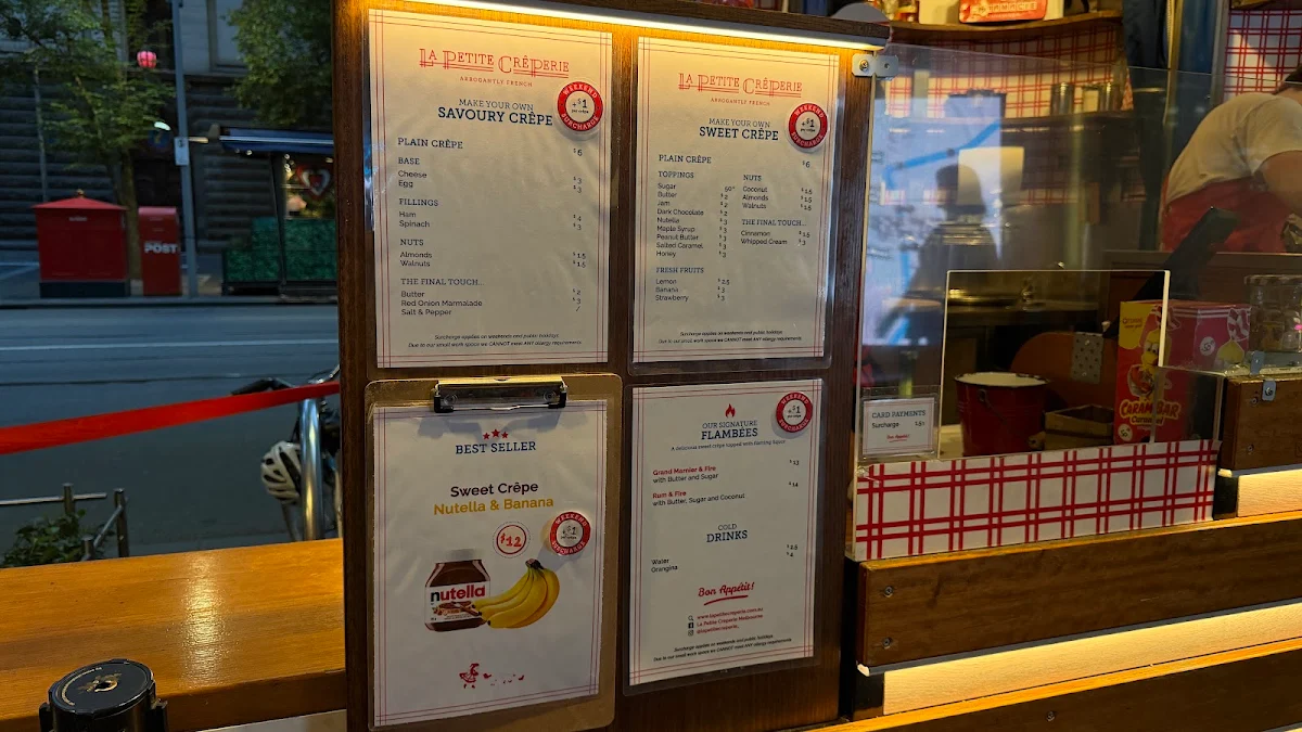 Menu, La Petite Crêperie