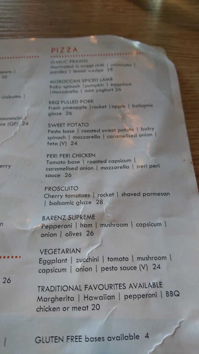 Menu, Barenz