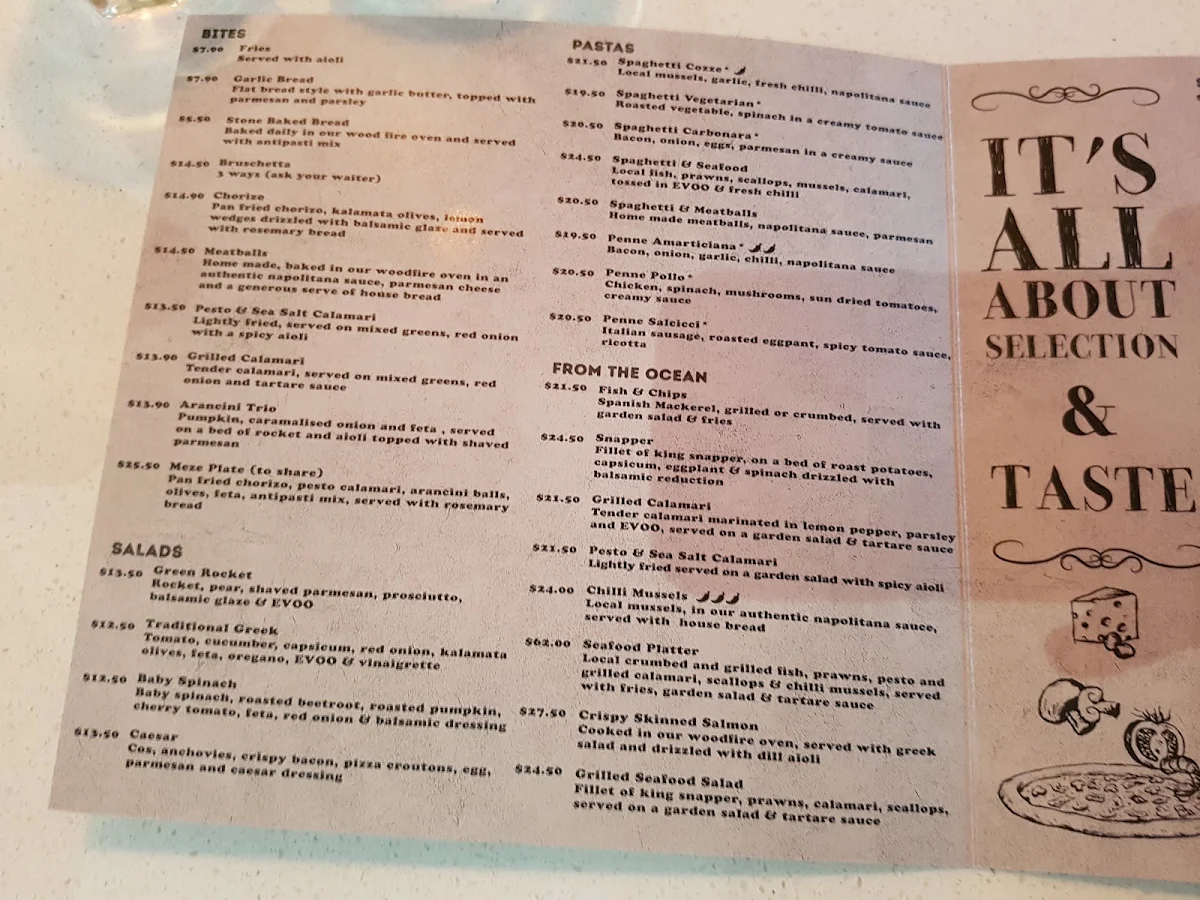 Menu, Rise City Beach