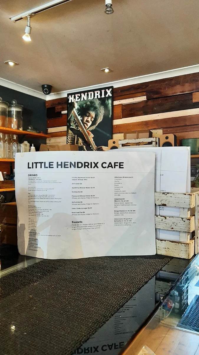 Menu, Little Hendrix Cafe