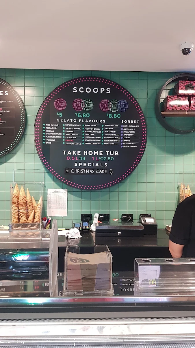 Menu, Augustus Gelatery - Yarraville