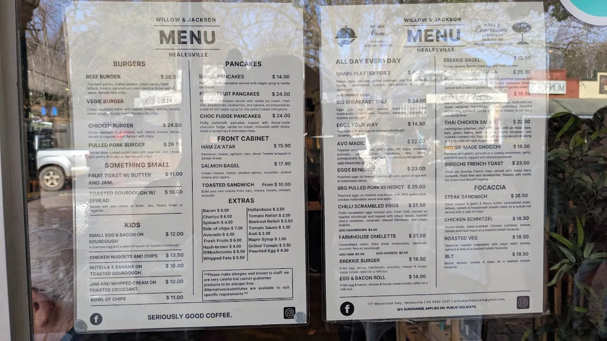Menu, Willow & Jackson