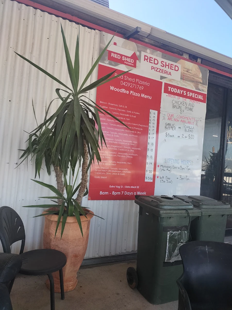 Menu, Red Shed Pizzeria & Catering
