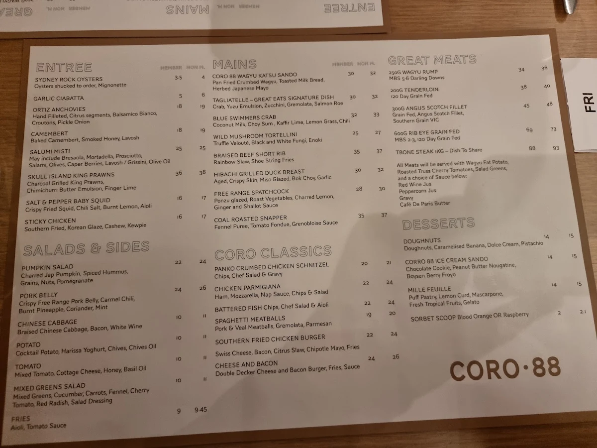 Menu, Nelson’s by the Park Burwood