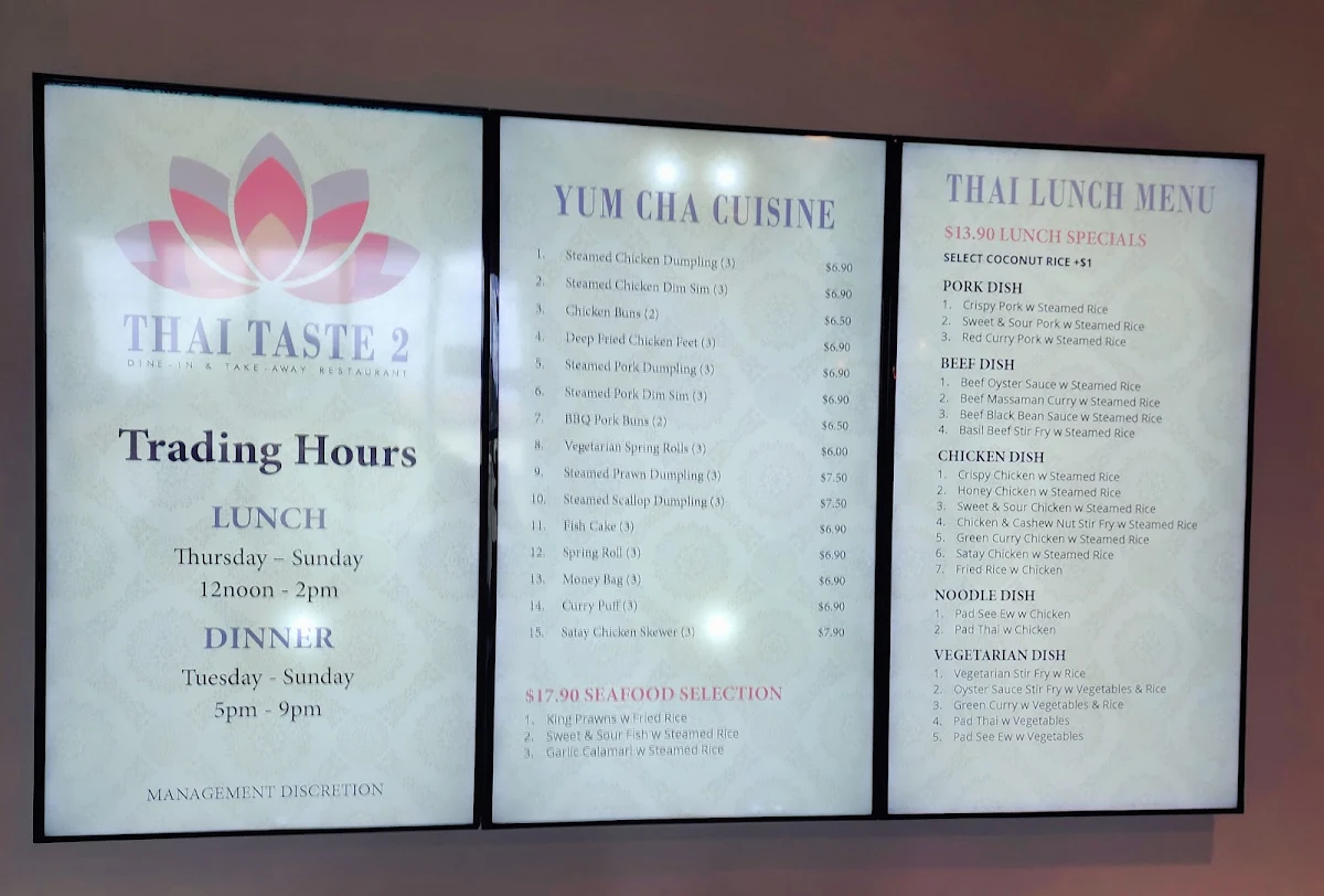 Menu, Thai Taste 2