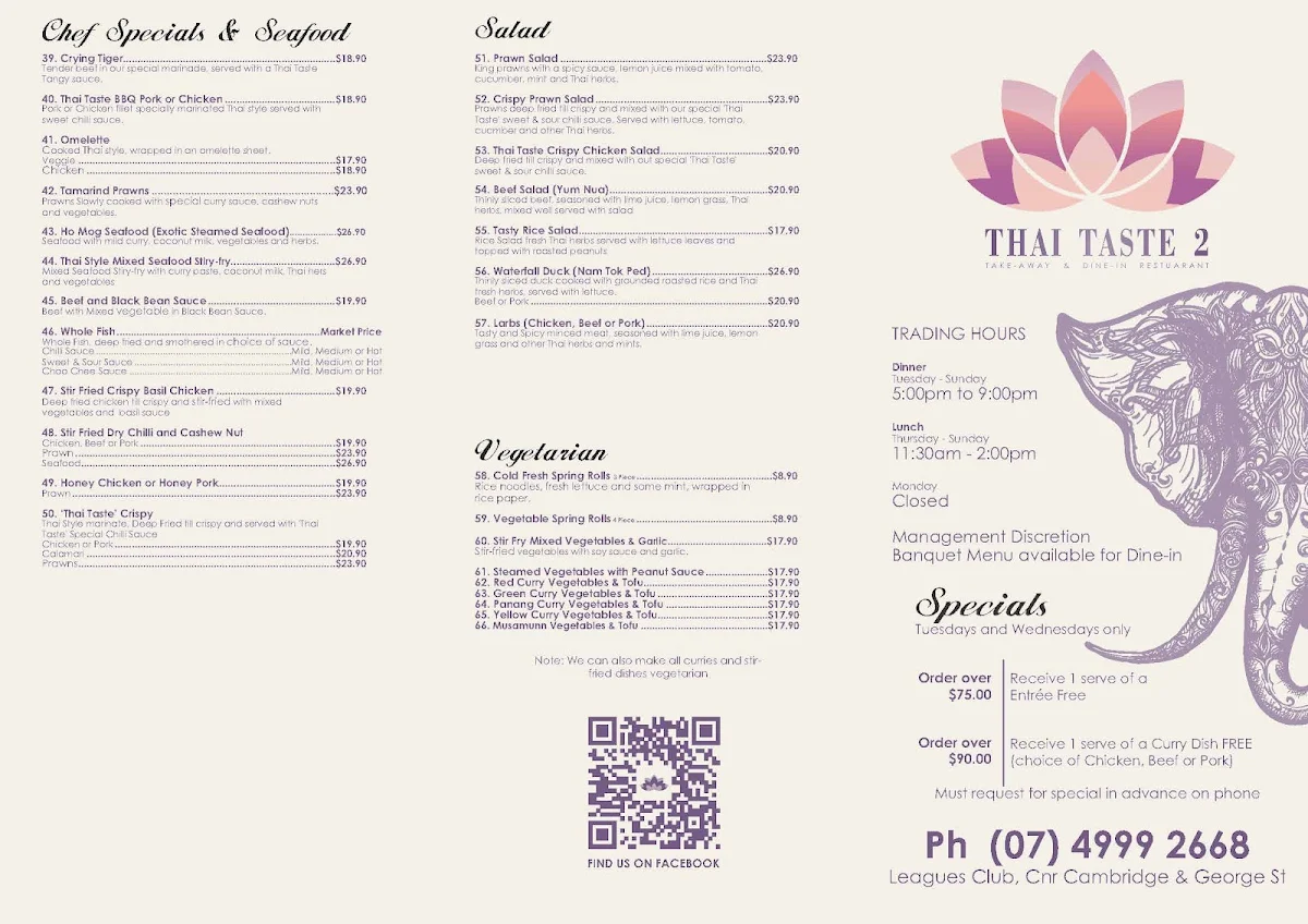 Menu, Thai Taste 2