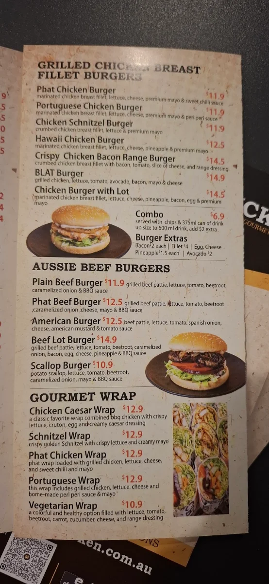 Menu, Phat chicken Glendale