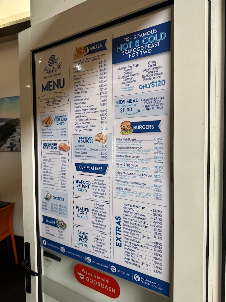 Menu, Fish's Seafood Market